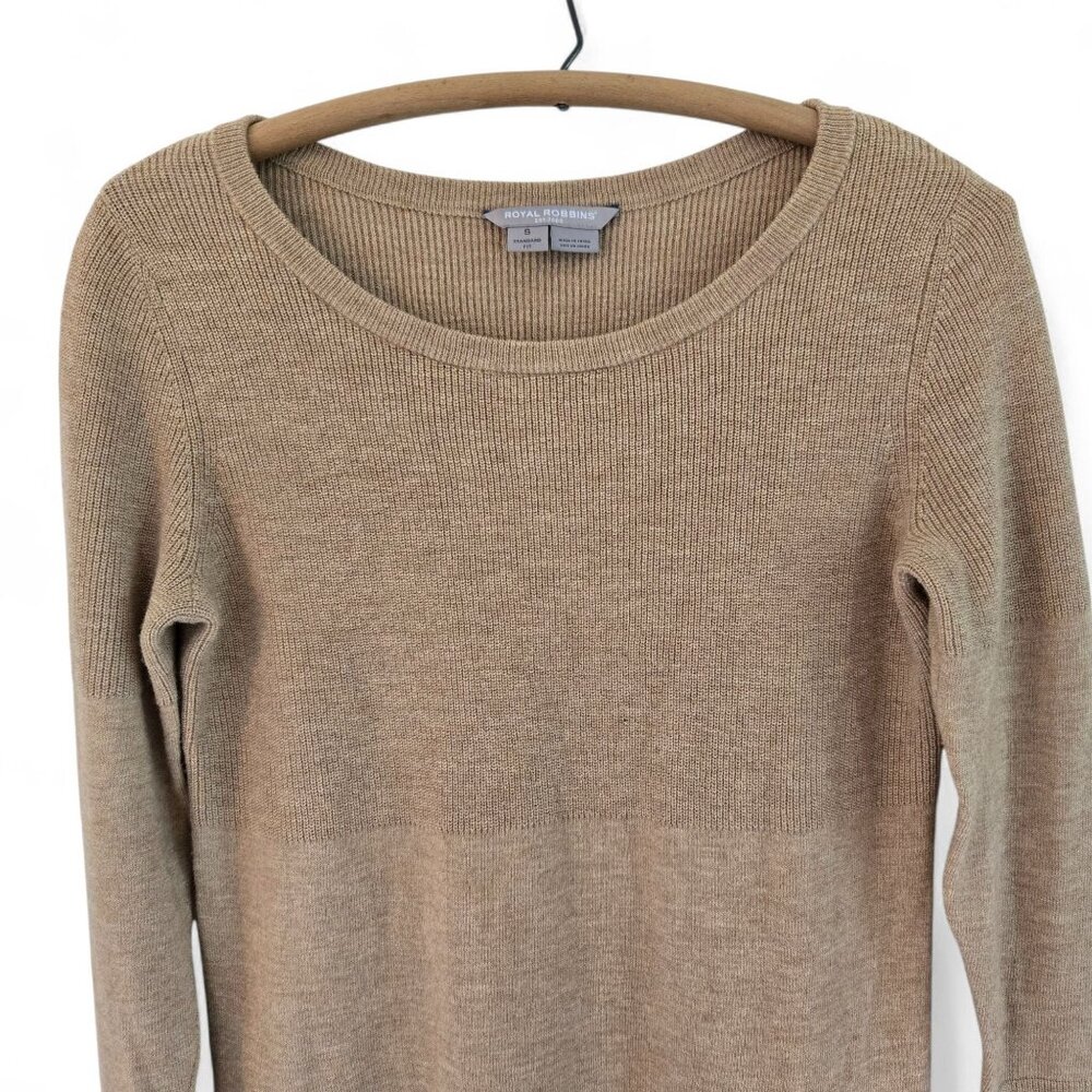Royal Robbins Women's Wool Blend Camel Brown Textured Knit Sweater Small - Picture 4 of 16